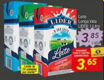 Amarelinha supermercados Leite Longa Vida Lider 1L oferta