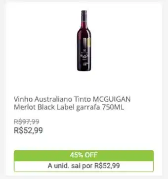 Pão de Açúcar Vinho Australiano Tinto Mcguigan Merlot Black Label Garrafa 750ml oferta