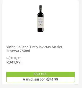 Vinho Chileno Tinto Invictas Merlot Reserva 750ml