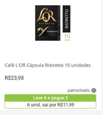 Pão de Açúcar Cafe L'or Capsula Ristretto 10 unidades oferta