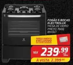 GBarbosa Fogão 5 bocas electrolux mesa de vidro preto 76gs bivolt oferta