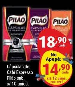 Supermercados Intercontinental Cápsulas de café espresso pilão sab. c 10 unids. oferta