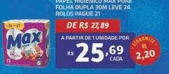 Bahamas Mix Papel higiénico max pure folha dupla 30m leve 24 rolos pague 21 oferta