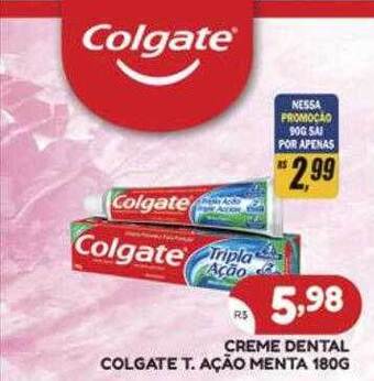 Creme dental colgate t.ação menta