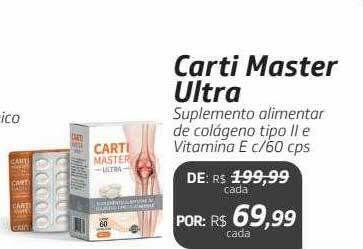 Carti master suplemento alimentar de colágeno tipo ii e ác. hialurônico  c/60 cps oferta na Drogal