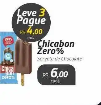 Chicabon zero % sorvete de chocolate