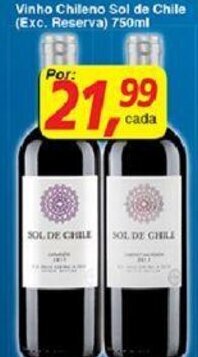 Vinho Chileno Sol de Chile (exc, Reserva) 750ml