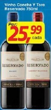 Supermercados Guanabara Vinho Concha y Toro Reservado 750ml oferta