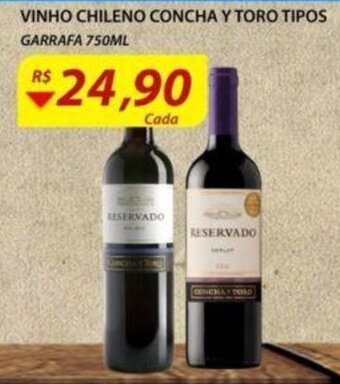 Assaí Atacadista Vinho Chileno Concha Y Toro tipos 750ml oferta