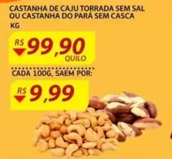 Castanha de Caju Torrada sem sal ou castanha do para sem casca 1kg
