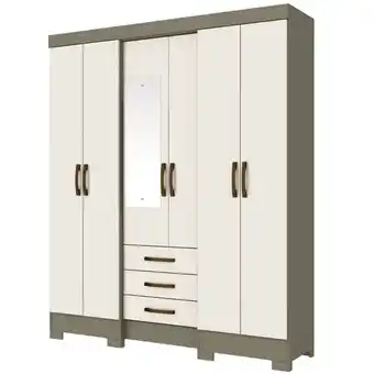 Benoit Guarda roupa / roupeiro casal henn b23 6 portas 3 gavetas com espelho oferta