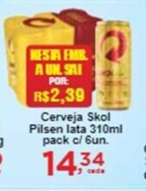 Rossi Supermercado Cerveja Skol Pilsen lata 310ml pack com 6 oferta
