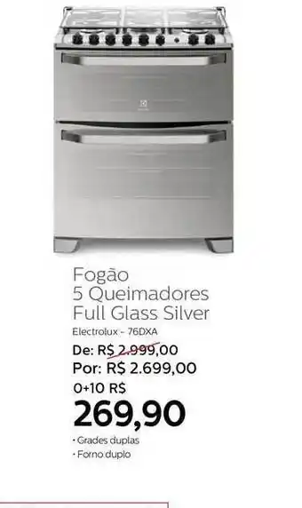 Grupo Formosa Fogão 5 Queimadores Full Glass Silver oferta