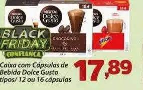 Caixa com cápsulas de bebida dolce gusto tipos 12 ou 16 cápsulas