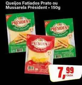 Rede Supermarket Queijos fatiados prato ou mussarela président oferta