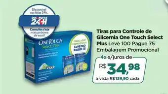 Farmácias Nissei Tiras Para Controle De Glicemia One Touch Select Plus Leve 100 Pague 75 Embalagem Promocional oferta