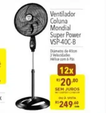 Supermercados Condor Ventilador coluna mondial super power vsp-40c-b oferta