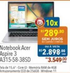 Supermercados Condor Notebook acer aspire 3 a315-58-38sd oferta