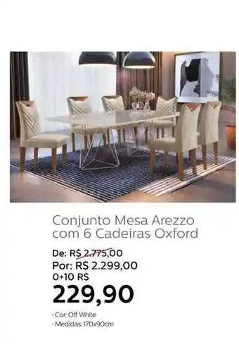 Grupo Formosa Conjunto Mesa Arezzo Com 6 Cadeiras Oxford oferta
