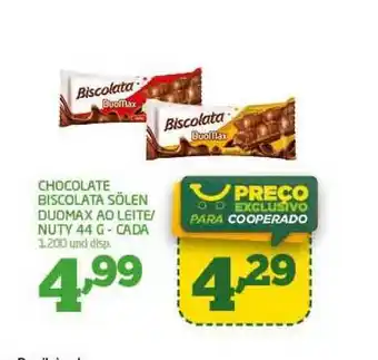 Cooper Chocolate Biscolata Sölen Duomax Ao Leite Nuty 44g oferta