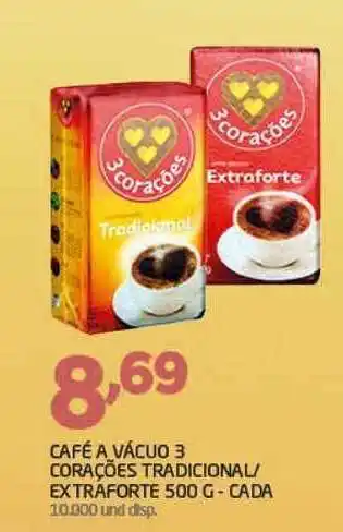 Café A Vácuo 3 Corações Tradicional Extraforte 500g