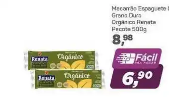 Macarrão Espaguete Grano Duro Orgânico Renata 500g
