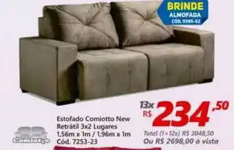 Lojas Becker Estofado Corniotto New Retrátil 3x2 Lugares oferta