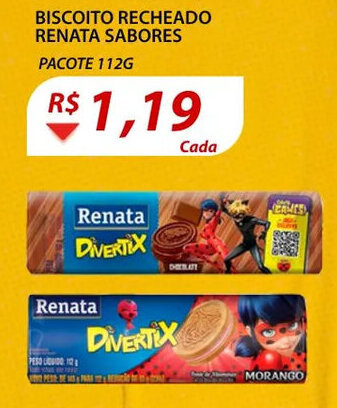 Assaí Atacadista Biscoito Recheado Renata Sabores 112g oferta