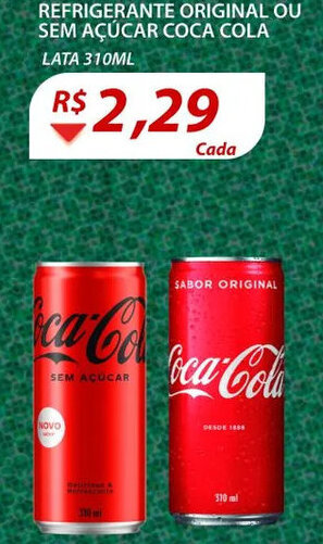 Assaí Atacadista Refrigerante Original ou sem acucar Coca Cola 310ml oferta