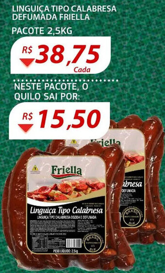 Assaí Atacadista Linguica Tipo Calabresa Defumada Friella 2.5kg oferta