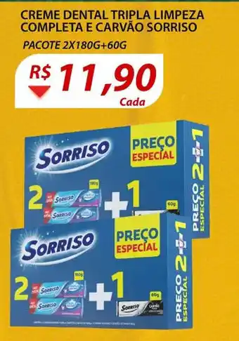 Assaí Atacadista Creme Dental Tripla Limpeza Completa e Carvao Sorriso oferta