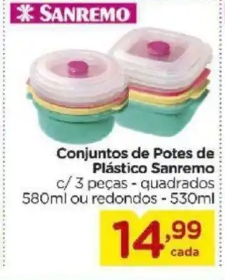 Conjuntos de Potes de Plastico Sanremo 530ml