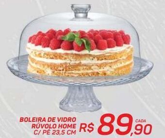 Boleira de vidro rúvolo riviera c/ pé 23.5cm