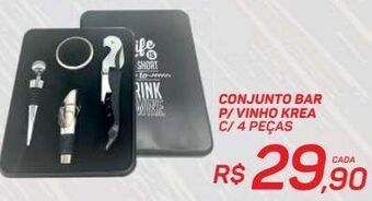 GBarbosa Conjunto bar p/ vinho krea 4 peças oferta