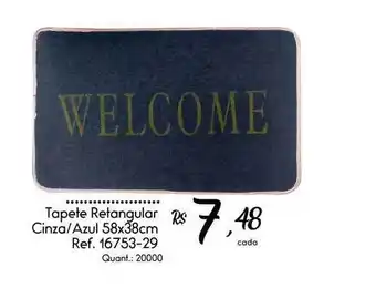 Tapete Retangular Cinza Azul