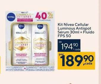 Drogaria Coop Kit nivea cellular luminous antispot sérum 30ml + fluido fps 50 oferta