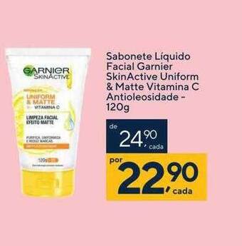 Sabonete líquido facial garnier skinactive uniform & matte vitamina c antioleosidade