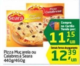 Tenda Atacado Pizza muçarela ou calabresa seara 440g/460g oferta