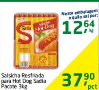 Tenda Atacado Salsicha resfriada para hot dog sadia pacote 3kg oferta