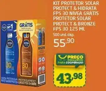 Cooper Kit protetor solar protect & hidrata fps 30 nivea gratis protetor solar protect & bronze fps 30 oferta