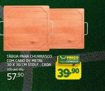 Cooper Tábua para churrasco com cabo de metal 30 x 30 cm stolf oferta