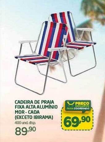 Cooper Cadeira de praia fixa alta aluminio mor oferta