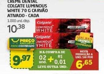 Cooper Creme dental colgate luminous white carvão ativado oferta