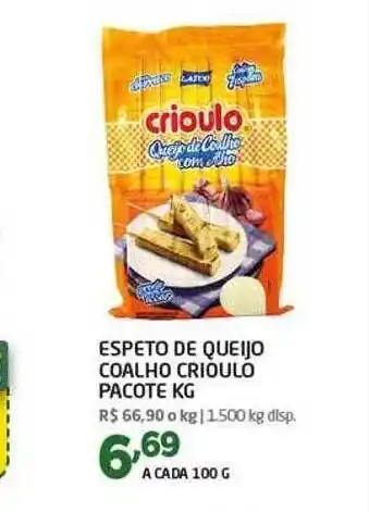 Cooper Espeto de queijo coalho crioulo pacote kg oferta