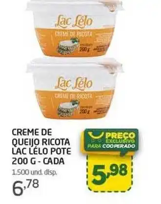 Cooper Creme de queijo ricota lac lélo oferta
