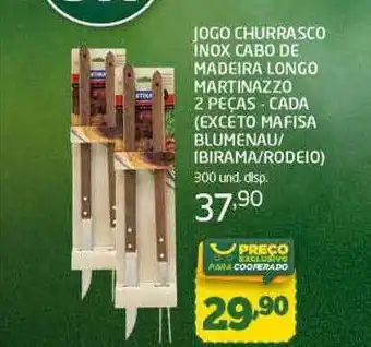 Cooper Jogo churrasco inox cabo de madeira longo martinazzo 2 peças oferta