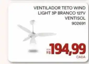 Conibase Ventilador teto wind light 3p branco 127v ventisol oferta