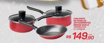 GBarbosa Conjunto de panelas antiaderentes brinox garlic vermelhas c- 3 peças oferta