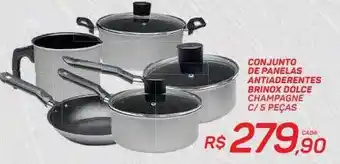 GBarbosa Conjunto de panelas antiaderentes brinox dolce champagne c- 5 peças oferta