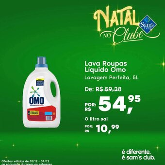 Sam's Club Lava roupas Liquido Omo 5L oferta
